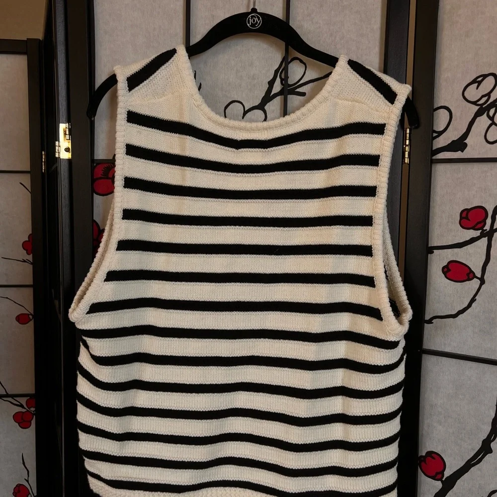 H&M Black and White Striped Sleeveless Blouse - Picture 2 of 3